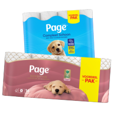 Page toiletpapier Compleet Schoon
pak à 24 rollen of Sensitive pak à 16 rollen